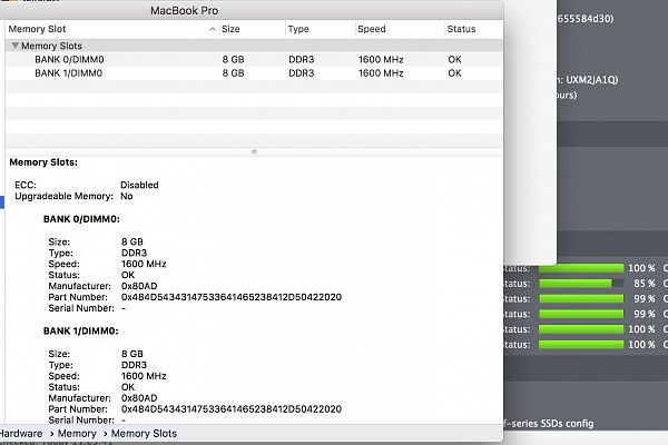 Конфигурация банков памяти macbook pro 15 после апгрейда