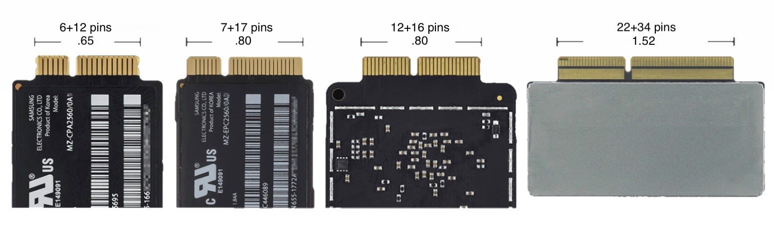 Типы разъемов оригинальных дисков SSD от Apple